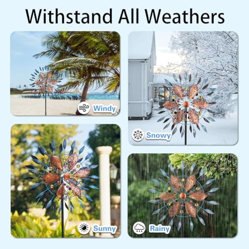 Stargarden Large Wind Spinners Outdoor, 23 Inch Metal Wind Spinner - color: Blue Copper-23"