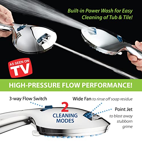 AquaCare 8-mode High Pressure Handheld Shower Head with 2-mode Power Wash - color: Premium Chrome, style: 1.8 Gallon Per Minute
