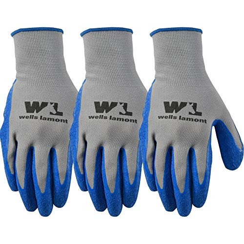 Wells Lamont Men's Latex Coated Work Gloves, Crinkle Grip, 3-Pack, Medium - size: Medium (Pack of 3)