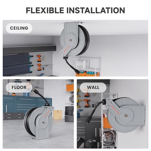 Giraffe Tools 65ft Retractable Pressure Washer Hose Reel, 3200 PSI