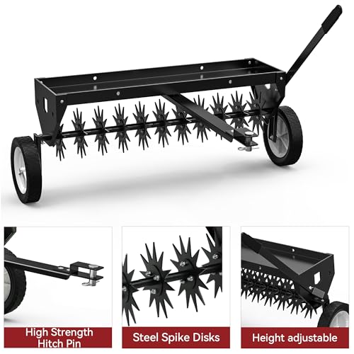 YITAMOTOR 40" Tow Behind Spike Aerator Lawn Plug Core Aerator Tool