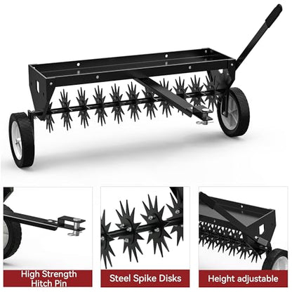 YITAMOTOR 40" Tow Behind Spike Aerator Lawn Plug Core Aerator Tool