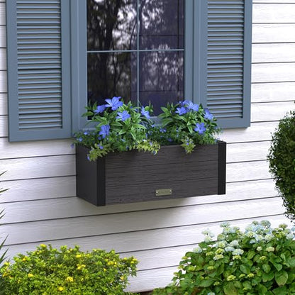 Mayne Horizon 24in Rectangular Window Box Planter, Charcoal - size: 24in