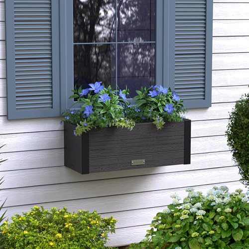 Mayne Horizon 24in Rectangular Window Box Planter, Charcoal - size: 24in