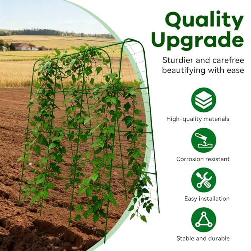 Cucumber Trellis for Raised Bed with Plastic Coated Steel Pipe-63"*50",Grn - size: 51L*23.6W*62.4H inch