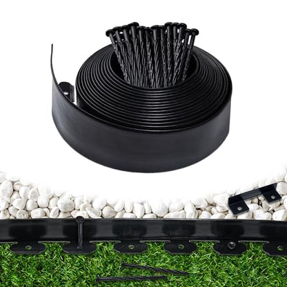 Garden Edging Border,Plastic Edging for Landscaping,Flower Bed, Paver and Lawn Edging Border (4Inchx100FT-2, Black) - color: Black, style: 4Inchx100FT