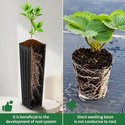50 Pcs 9.8" Tall Tree Pots Plastic Deep Nursery Treepots - color: 50pc 9.8" Square