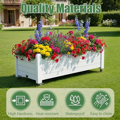 Fancyango Raised Garden Bed with Wheels 13.3" H -Ashen - color: Ashen, size: 13.3"H