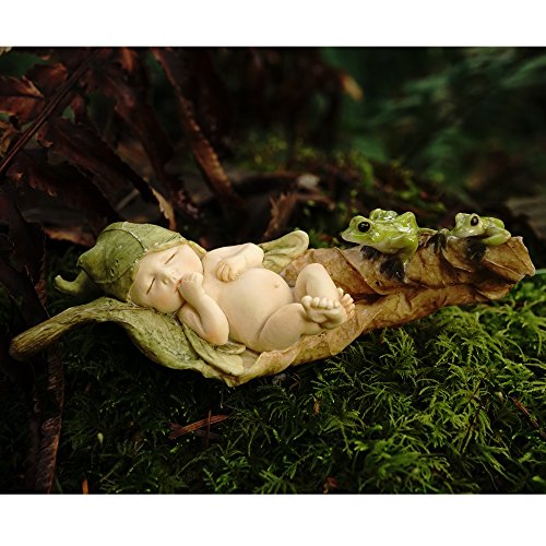 Top Collection Miniature Fairy Garden and Terrarium Statue, Sleeping Fairy Baby with Frogs - color: Sleeping Fairy Baby With Frogs