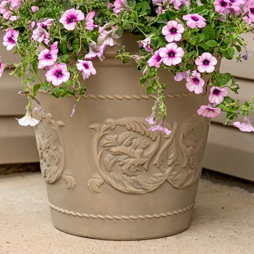 Sunnydaze Arabella 19.5'' Plastic Planter Pot for Plants, Beige - color: Beige, size: 19.5 in
