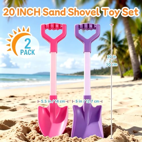20 Inch Heavy Duty Plastic Beach Shovels for Kids Sand & Snow Digging - color: Pink-Purple
