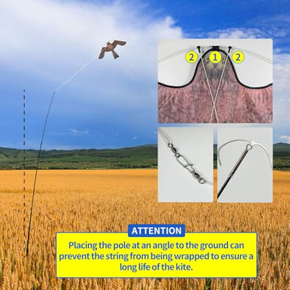 eyijklzo Bird Scarer Hawk Flying Kite Without 13ft Pole-Only Red Kite - style: Red-Only kite
