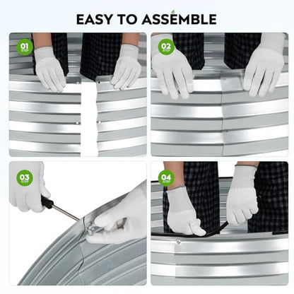 Round Raised Garden Bed, Garden Box 4x4x1ft, Silver, 2 pcs - color: Silver
