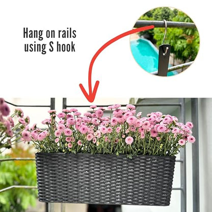 LaLaGreen Outdoor Wall Planters (20in, 2 Pack) Black Window Flower Boxes - color: Black X 2