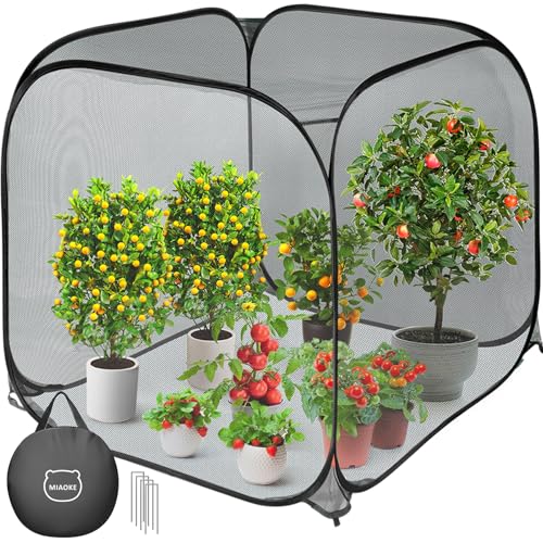 Pop Up Mesh Plant Cover, 35x35x38'' Garden Netting for Insect Protection - color: Black, size: 1 piece