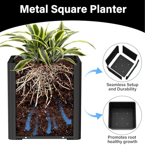 Square Large Outdoor Planter 20inch - color: Black, size: 20"L x 20"W x 20"H