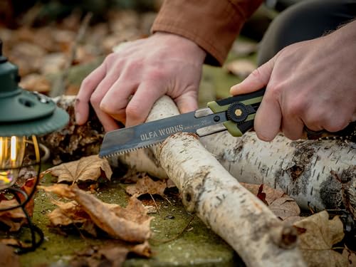 OLFA WORKS Serrated Knife (OW-BCS-1/OD) - Ratchet Lock Handle, Olive - color: Olive