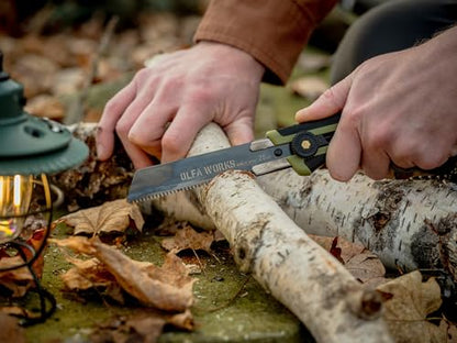 OLFA WORKS Serrated Knife (OW-BCS-1/OD) - Ratchet Lock Handle, Olive - color: Olive
