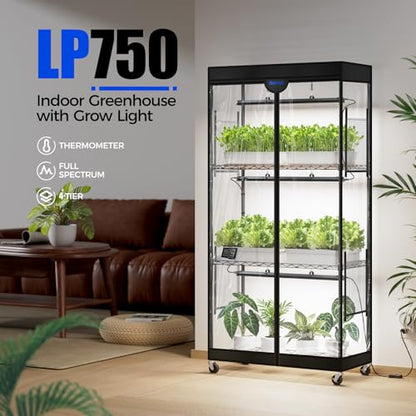 Barrina LP750 Indoor Greenhouse with Grow Light, 4 Tier Stand with Tent - color: 5000K, size: LP750-H59.1