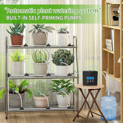 Automatic Watering System for Potted Plants - 10-Pot Indoor Plant Waterer with Timer, Leak-Proof Design & USB-C/Battery Power