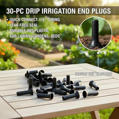 1/4 Inch Quick Connect End Plugs, Durable End Closure Fittings for Drip Irrigation Tee Connectors, Outdoor Garden Irrigation Accessories - size: 30PC-4