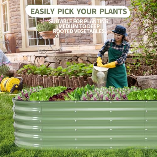 Galvanized Raised Garden Bed - 2 Pcs 6x2x1.4FT Planter Box, Green - color: Green, size: 6x2x1.4ft
