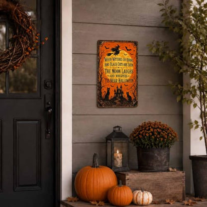 Halloween Poem Metal Art Sign When Witches Go Riding Wall Decor - color: 04A