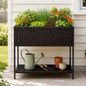 Rattan Wicker Raised Storage Garden Bed 3x1.5x2.5 ft Planter Box - color: Brown