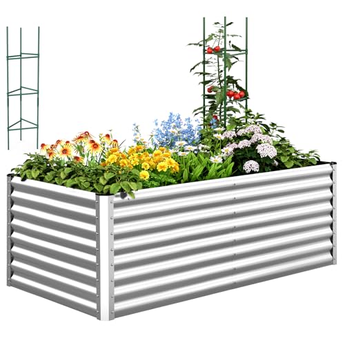 Quictent Galvanized Tall Raised Garden Bed 6x3x2 Ft - color: Silver, size: 6x3x2 ft