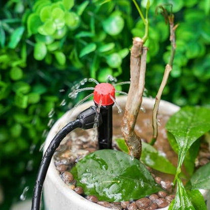RedChili 10 Pieces Drip Emitters for 1/4" Drip Irrigation Tubing, Adjustable 360 Degree Stream Drip Emitters with Stake 360° Full Circle 8 Hole Stream Emitters Garden Two Way Irrigation Micro Drippers - size: 25P StreamEmitter(Two Way)