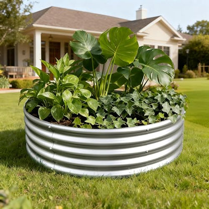 2PCS 4x4x1FT Galvanized Metal Raised Garden Bed,Outdoor Planter Box for Vegetables - size: 4x4x1(2PCS)