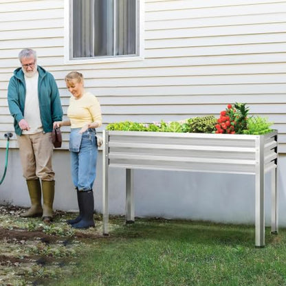 72x24x32in Galvanized Raised Garden Bed Planter with Legs