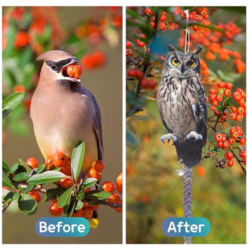 4Pack Reflective Fake Owls Hanging Decoration Garden Owls Scarer Devices with Reflective Tape to Keep Pigeon from Windows Tree - color: Amazed Eagle 4pcs