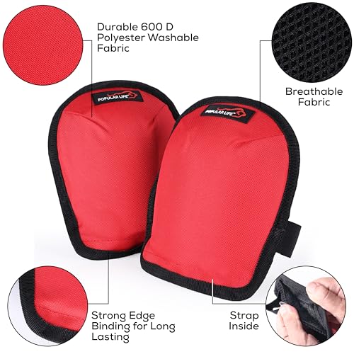 Lightweight Gardening Knee Pads with Removable and Replaceable Foam Pad Insert, Washable Soft Cap Knee Pad, Easy Fit with Adjustable Hook and Loop Closure Straps