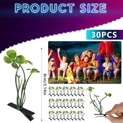 30 Pcs Bean Sprout Hair Clips Plant Styles,Clover - style: Clover
