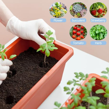 Window Boxes Planters 17’’ Railing Planter Box with Adjustable Brackets - color: Red+black Brackets