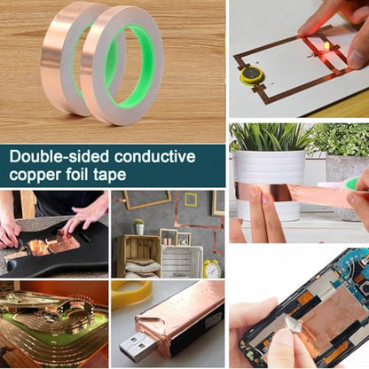 BOMEI PACK Copper Tape 2 Pack 1.97mil x 1inch x 66ft with Conductive Adhesive for Guitars and Shielding, Slugs,Stained Glass, Electrical Repairs, Grounding - size: 2 Pack, 1 Inch X 66 Ft