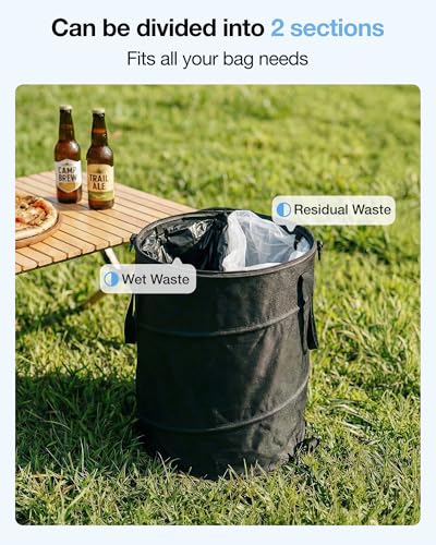 MXIMU Collapsible Trash Can for Garden, 24 Gallons, Black