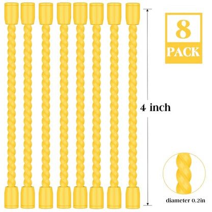 8PCS 4 Inch Silicone Cable Ties, Reusable Bendable Rubber Twist Ties - color: Yellow, size: 4in(8pcs)