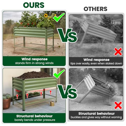 1MORE Raised Garden Bed with Leg,48×24×32in Elevated Planter Bed Green,2-Pk - size: 48×24×32in（2pcs）