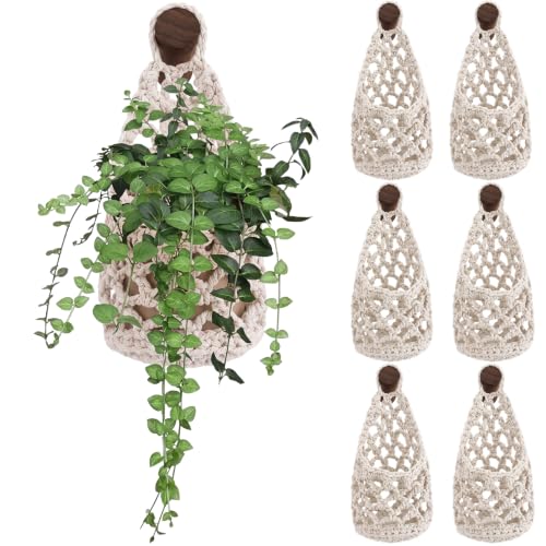 6 Pk Macrame Plant Hanger,5 x 9 Inch,White - color: White, size: 5 x 9 Inch