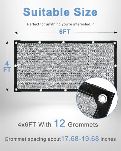 vensovo 85% Reflective Aluminet Shade Cloth with Grommets, 4 x 6 ft - color: 85%, size: 4x6FT