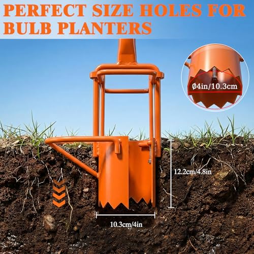 glorousamc Bulb Planter, Weeder, Sod Plugger, Flower Planting, Soil Sampler-5-IN-1 Lawn Tool and Garden Tool - Enhanced Bottom Edge for Easier Penetration, 33.5 Inch（A）