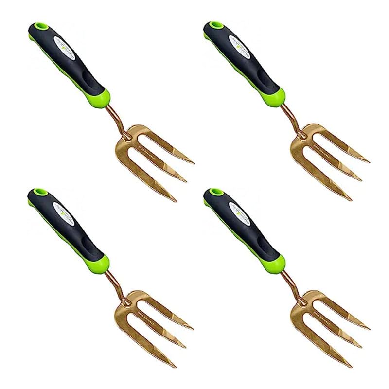 Garden Guru Titanium Hand Weeder Fork Tool – Rust Resistant – Ergonomic Handle – Great for Planting, Spreading Mulch, Weeding, Loosening & Transplanting Soil (4 Pack) - size: 4 Pack, style: Titanium