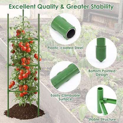CEWOR 3 Pack Tomato Cage, 51.2 Inch Tall Adjustable Tomato Trellis - size: 51.2 Inch