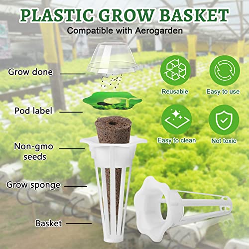 Potchen 400 Pcs Hydroponic Growing Kit - Reusable Plant Grow Sponges, Baskets, Lids & Labels - Indoor Use - Modern Style - Hole Design - Flower Theme - Polished Finish