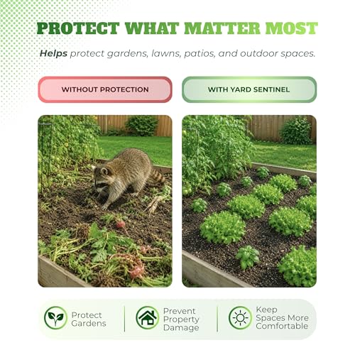 ASPECTEK Yard Sentinel Ultrasonic Animal Repeller, 5500 Sq. Ft. Coverage with 24Hrs Motion Sensor, Night Scanner, Deterrent for Deer, Raccoon, Bear, Rabbit, Skunk and Fox, Includes 10m Extension Cord - style: Original