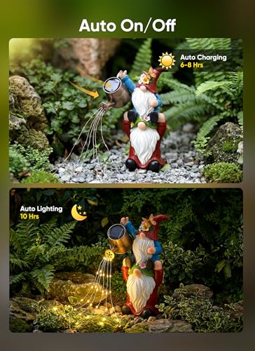 Brightown Solar Garden Gnomes Outdoor Statue with 36 LED Lights - color: Red-White Gnome