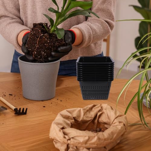 20pcs Square Net Pots for Hydroponics - 7. 1in Heavy Duty Slotted Mesh Net Cups for Dwc System Large Plastic Orchid Pots with Holes - Black Wide Lip Bucket Insert - color: 20pcs