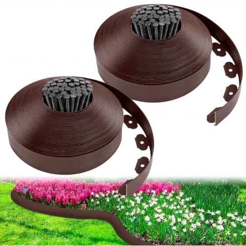 Sasylvia 2.5 Inch x 200 FT Landscape Edging, Brown Plastic Garden Border - color: Brown, size: 2.5 Inch x 200 FT